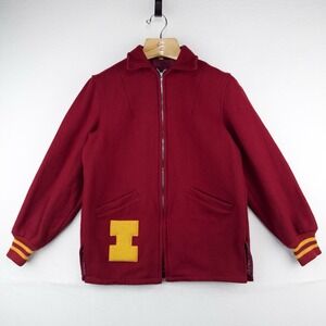 50's Vtg Butwin Iowa State Varsity Letterman Jacket Womens 12 Burgundy Wool